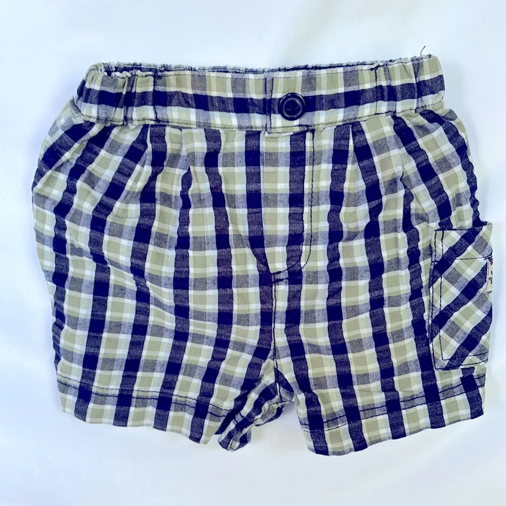 Vintage 2002 Gently Worn b.t Kids Top & Shorts Set - 6-9 M - Navy Blue & Green - Picture 6 of 12